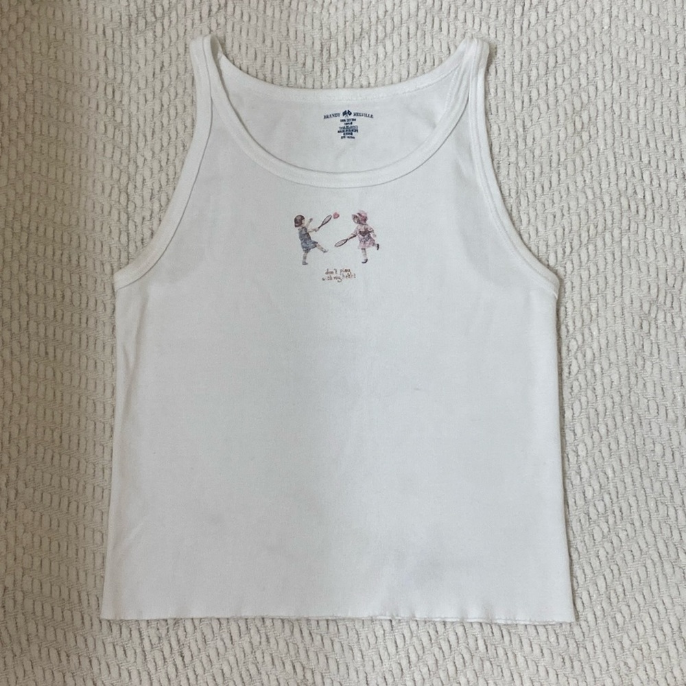 Brandy Melville “Don’t Play With My Heart” Baby Tank — Faded “Vintage Print”— XS